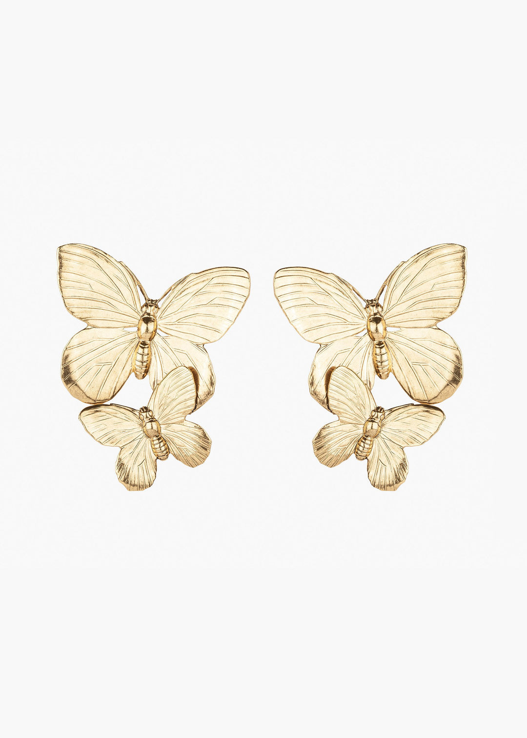 Double Butterfly Gold Plated Earrings - Anti Tarnish