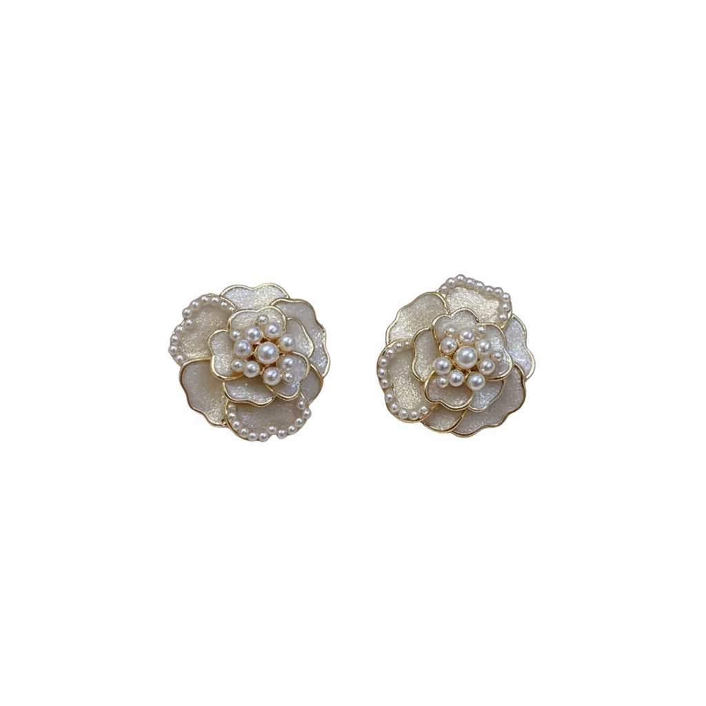 White Rose Earrings