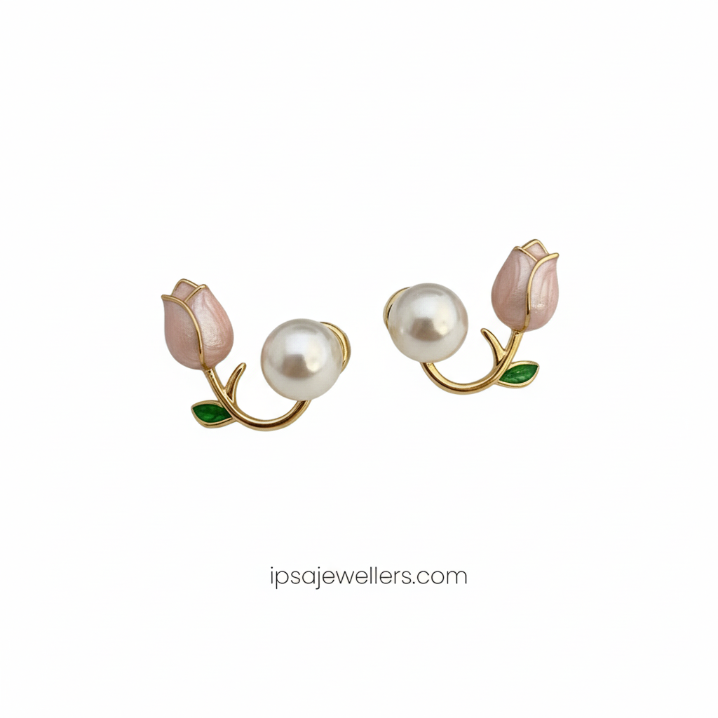 Tulip Flower Gold Plated Earrings