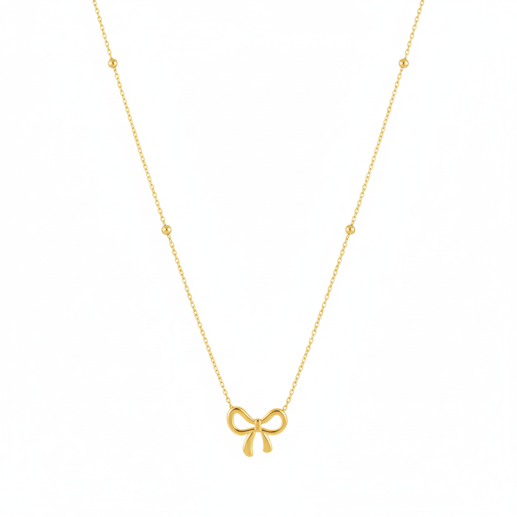 Gold Plated Bow Necklace - Anti Tarnish