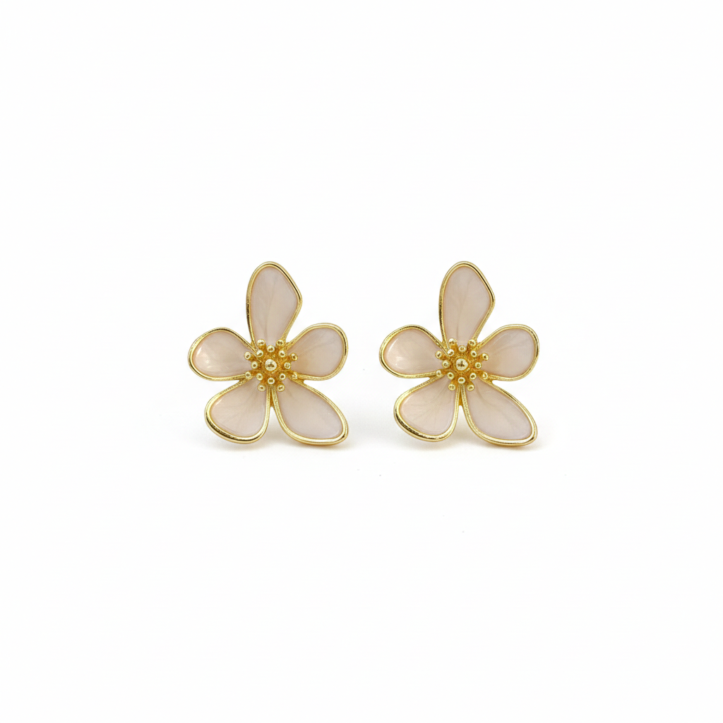 White Flower Earrings