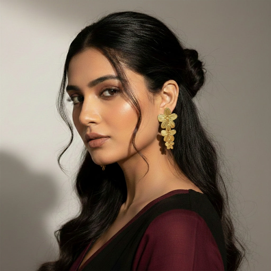 Metallic Flower Anti Tarnish Earrings