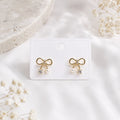 Bow & Pearl Charm Earrings