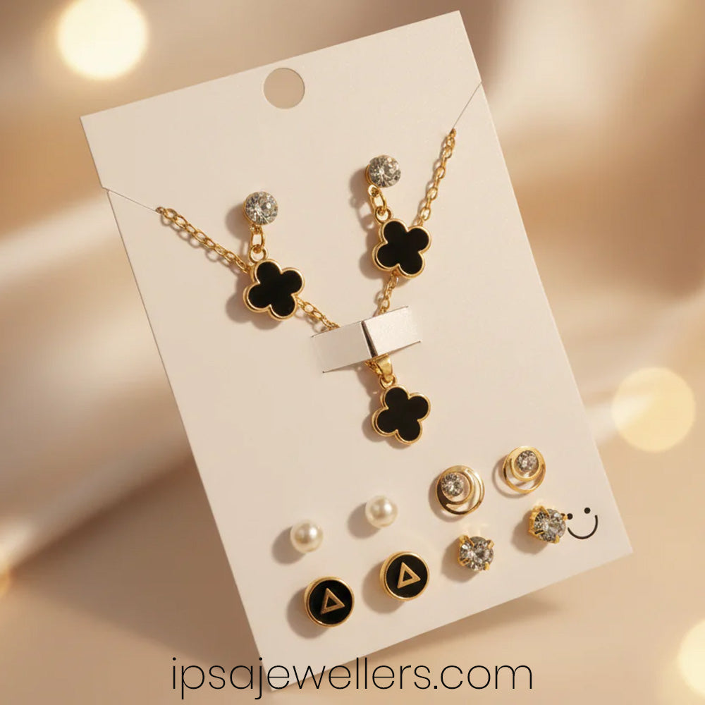 Black Cloves Neckless & Earrings combo Set