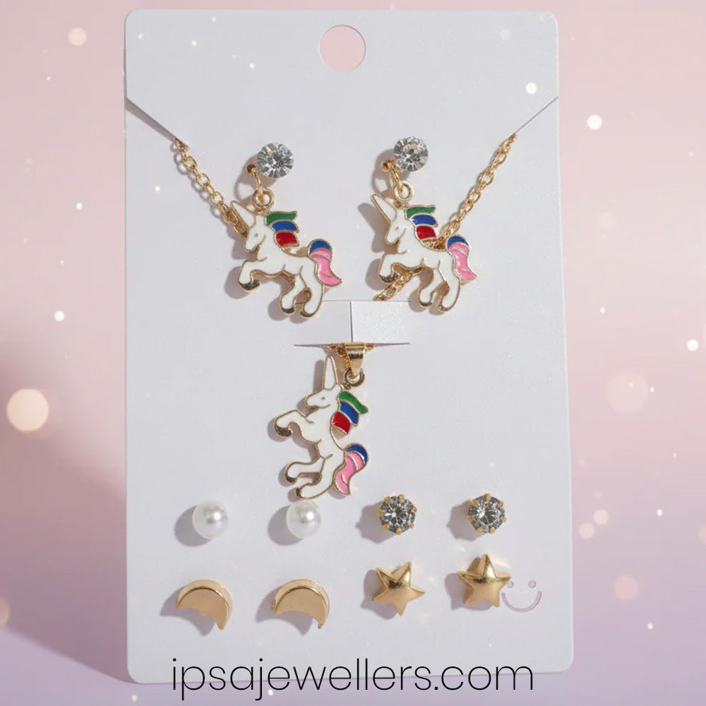 Priceless Unicorn Necklace & Earrings Combo