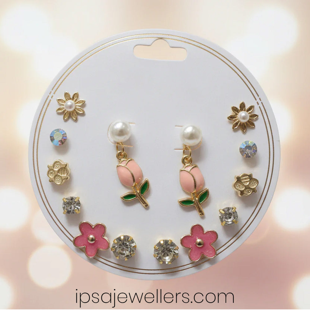 Tulip Flower 7 Earrings Combo Set
