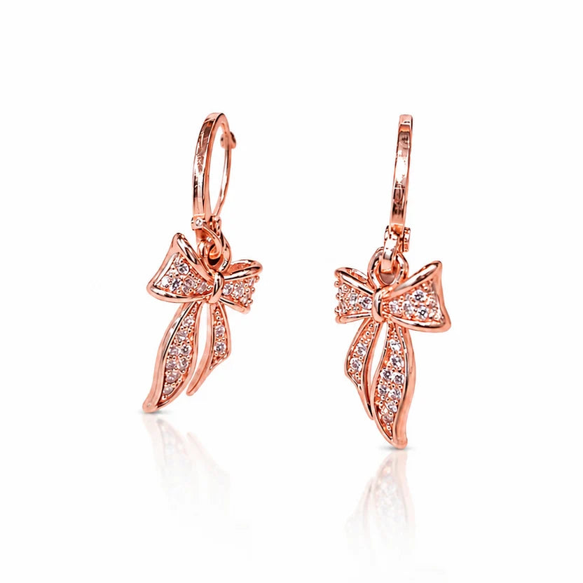 Crystal Ribbon Bow Earrings