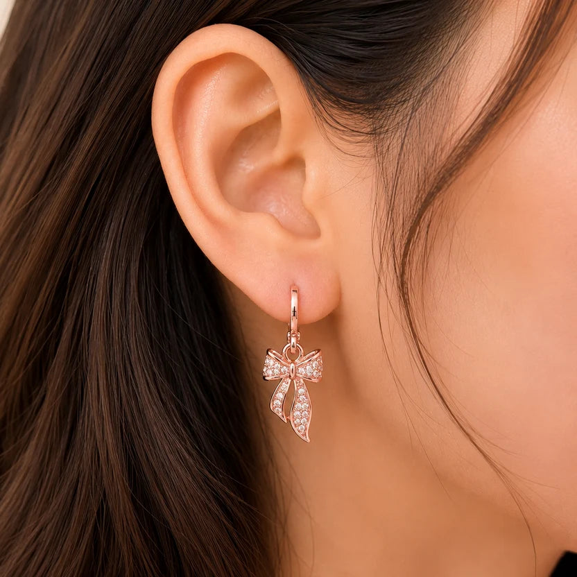 Crystal Ribbon Bow Earrings