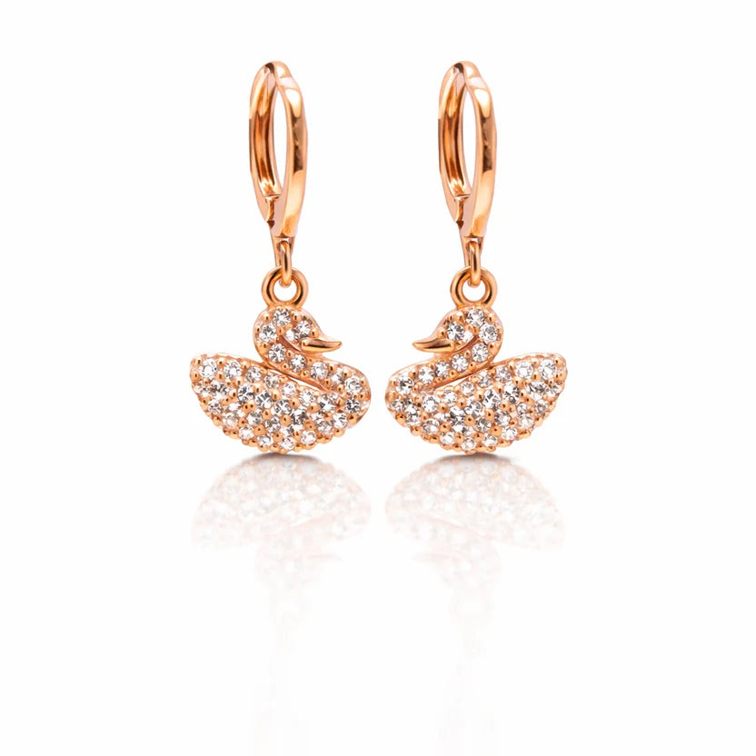 Crystal Swan Earrings