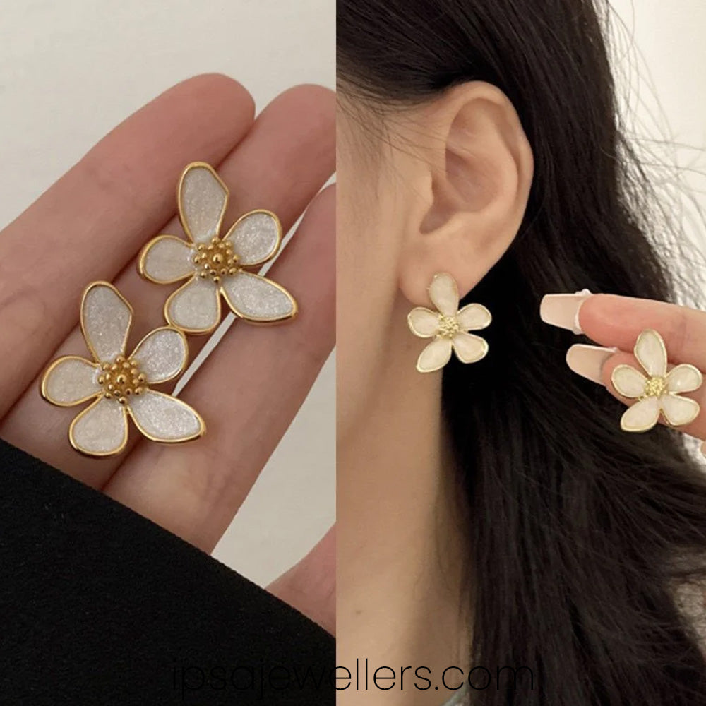 White Flower Earrings