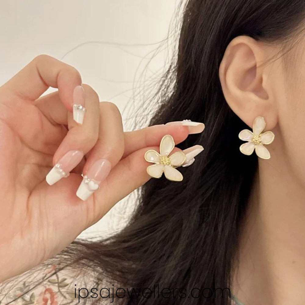 White Flower Earrings