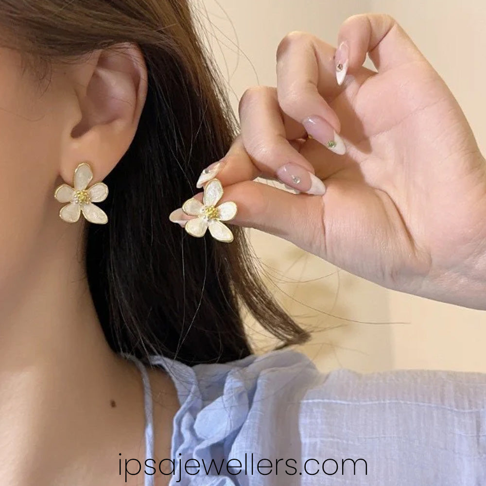 White Flower Earrings