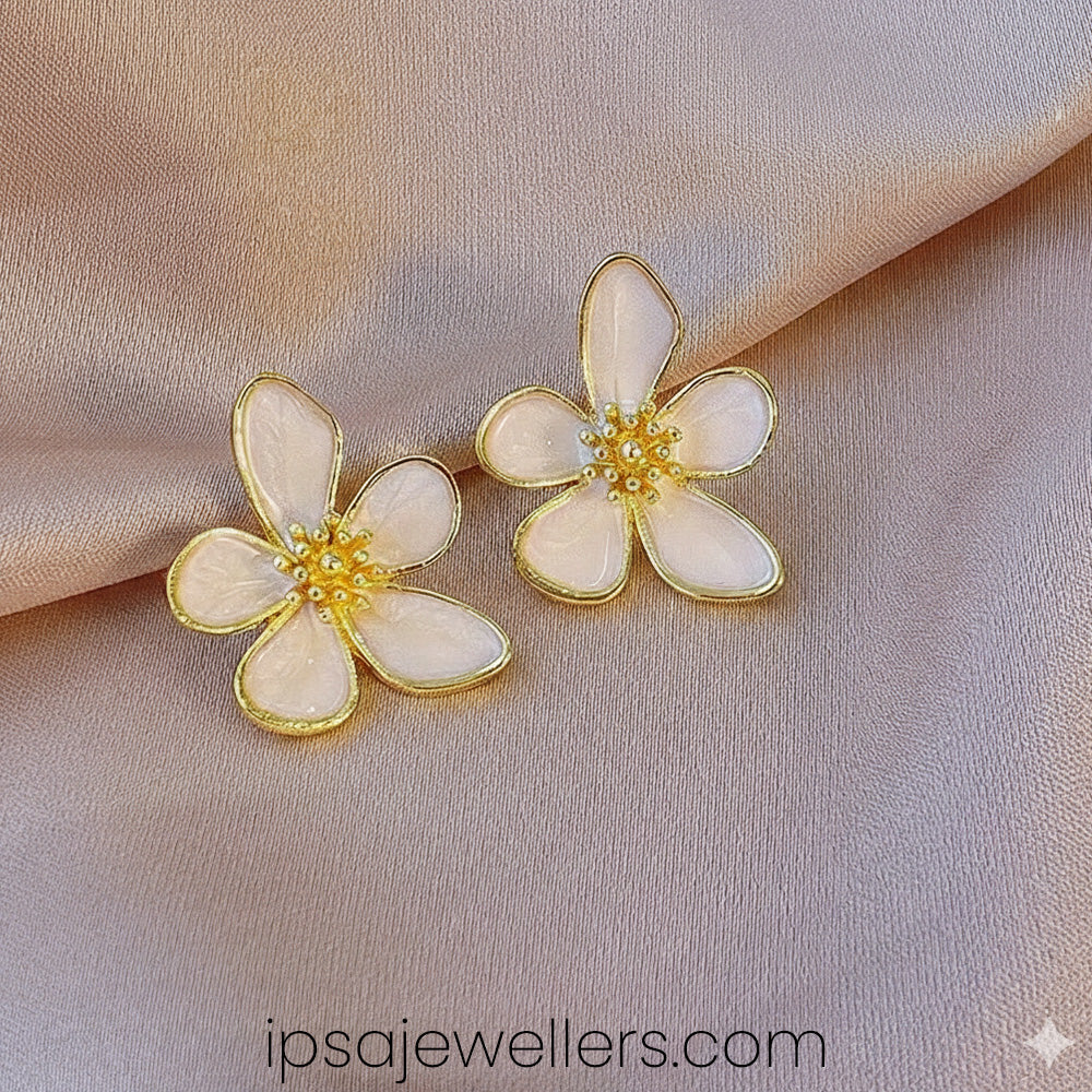 White Flower Earrings
