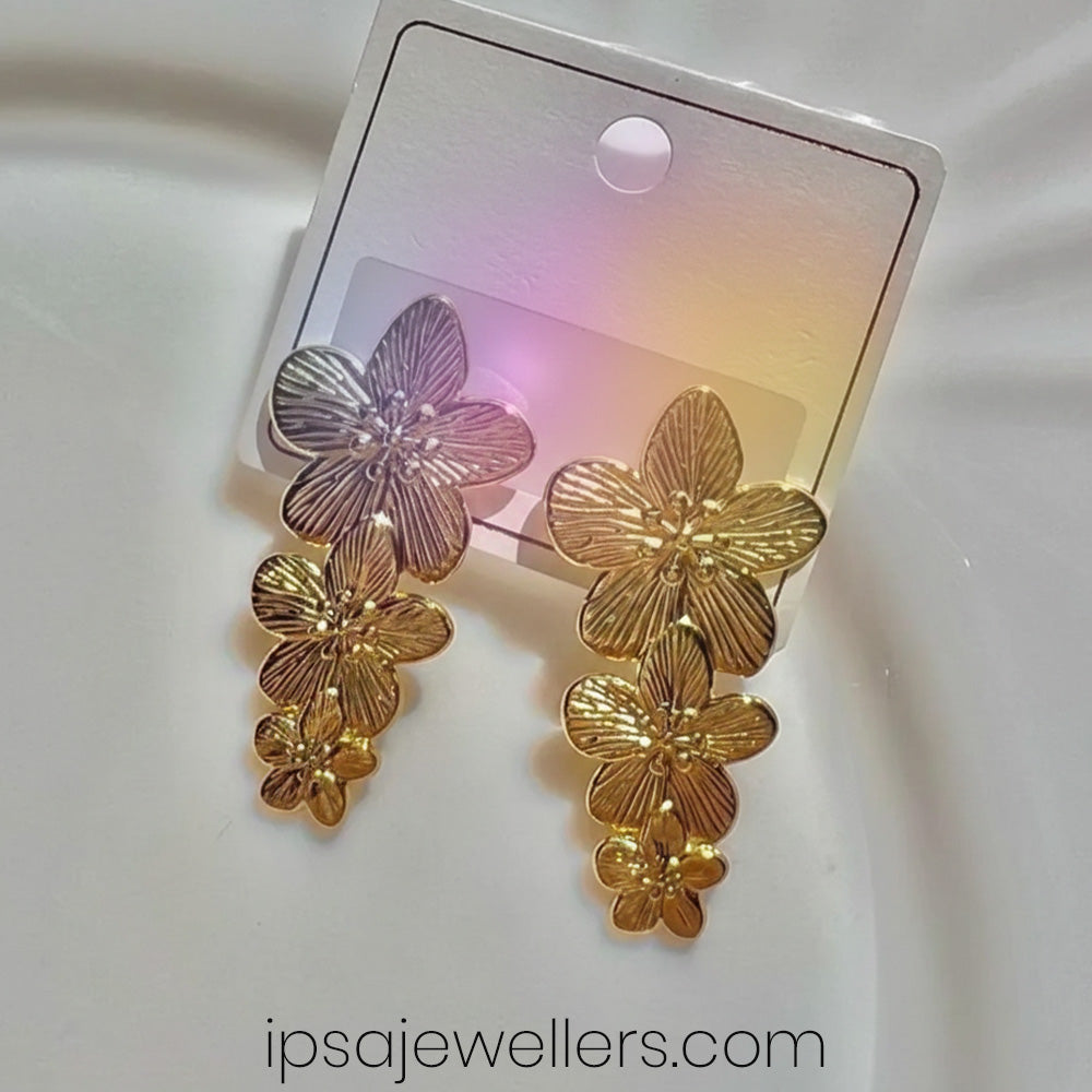 Metallic Flower Anti Tarnish Earrings