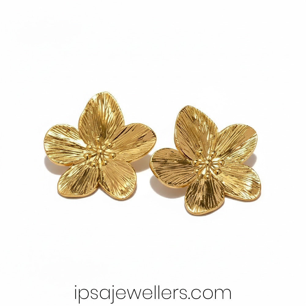Golden Blossom Earrings - Anti Tarnish