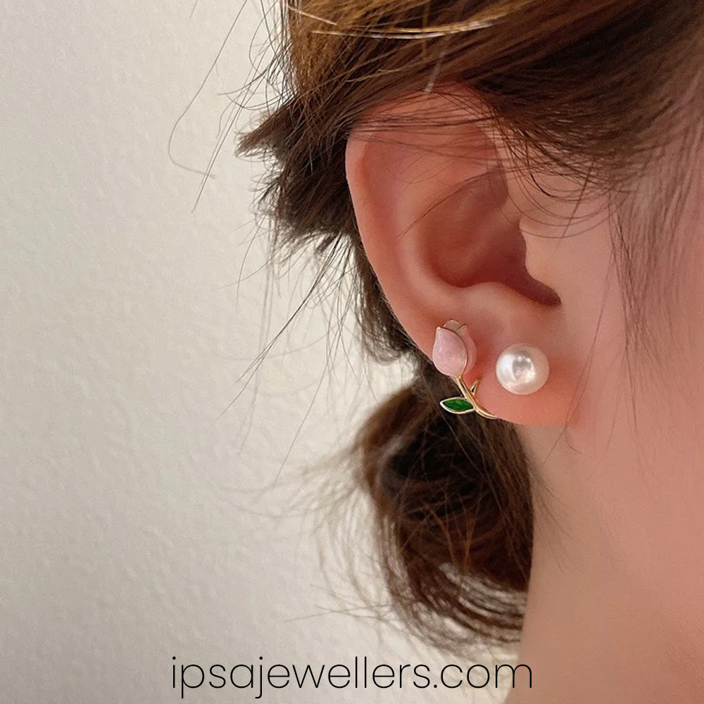 Tulip Flower Gold Plated Earrings