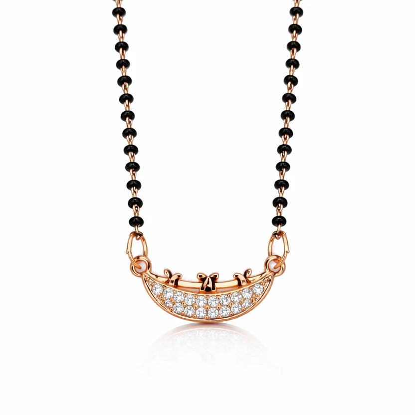 Rose Gold Plated Curved Pendant Mangalsutra - Anti tarnish
