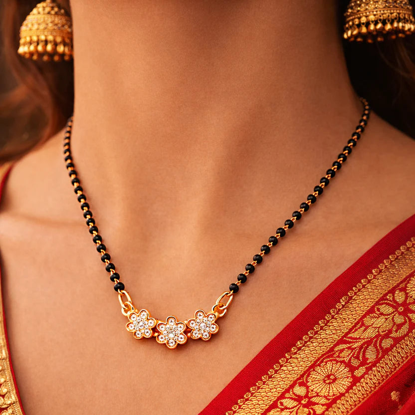 Floral Pendant Mangalsutra - Anti Tarnish