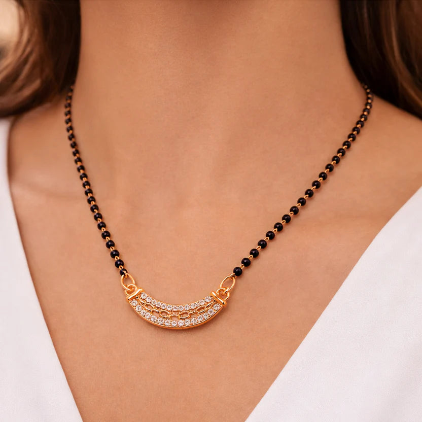 Rose Gold Plated American Diamond Mangalsutra - Anti Tarnish