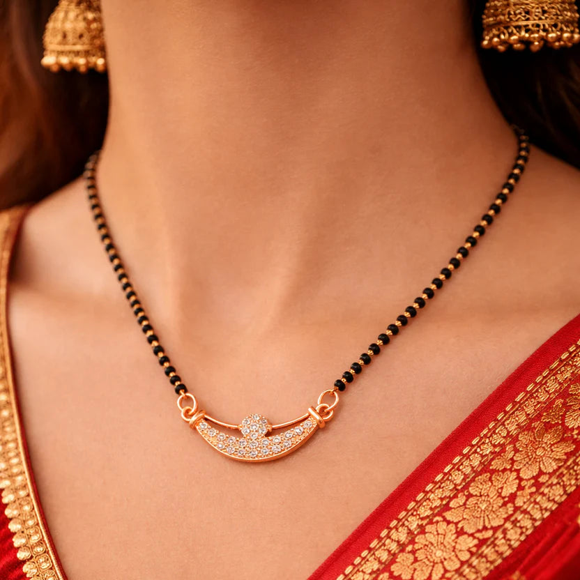 Rose Gold Plated Cascade Mangalsutra - Anti Tarnish