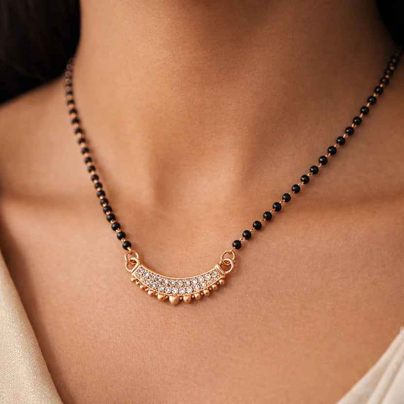 Crescent Shaped Pendant Mangalsutra - Anti Tarnish