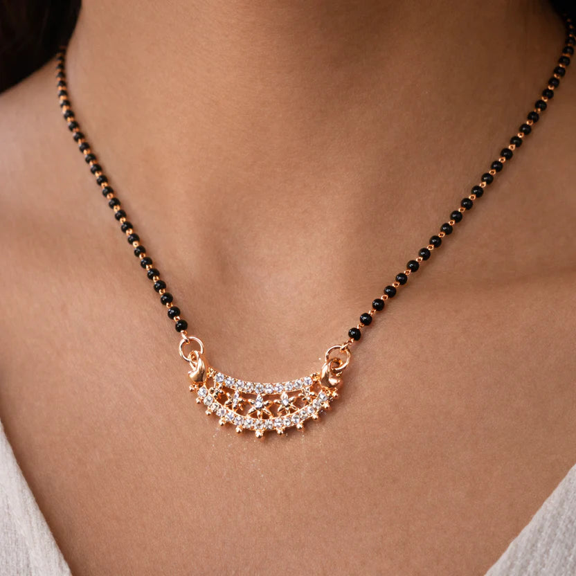 Rose Gold Plated Zaveri Pearls Mangalsutra - Anti Tarnish