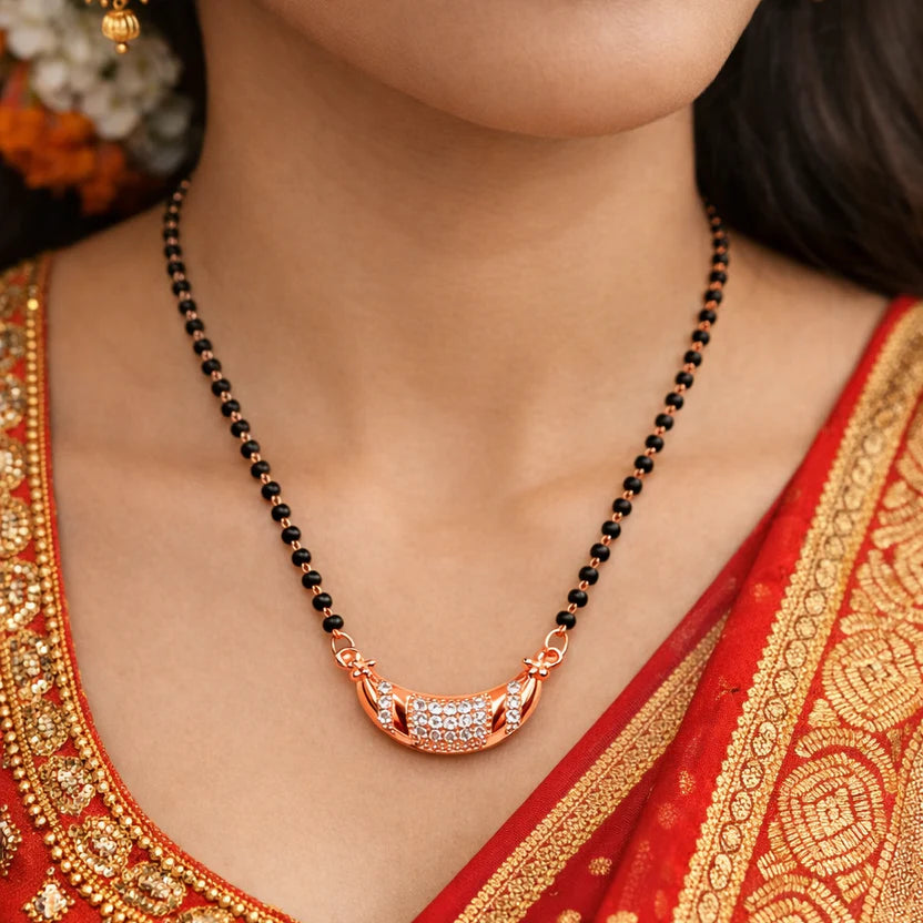 Rose Gold Plated Cubic Zirconia Mangalsutra - Anti Tarnish