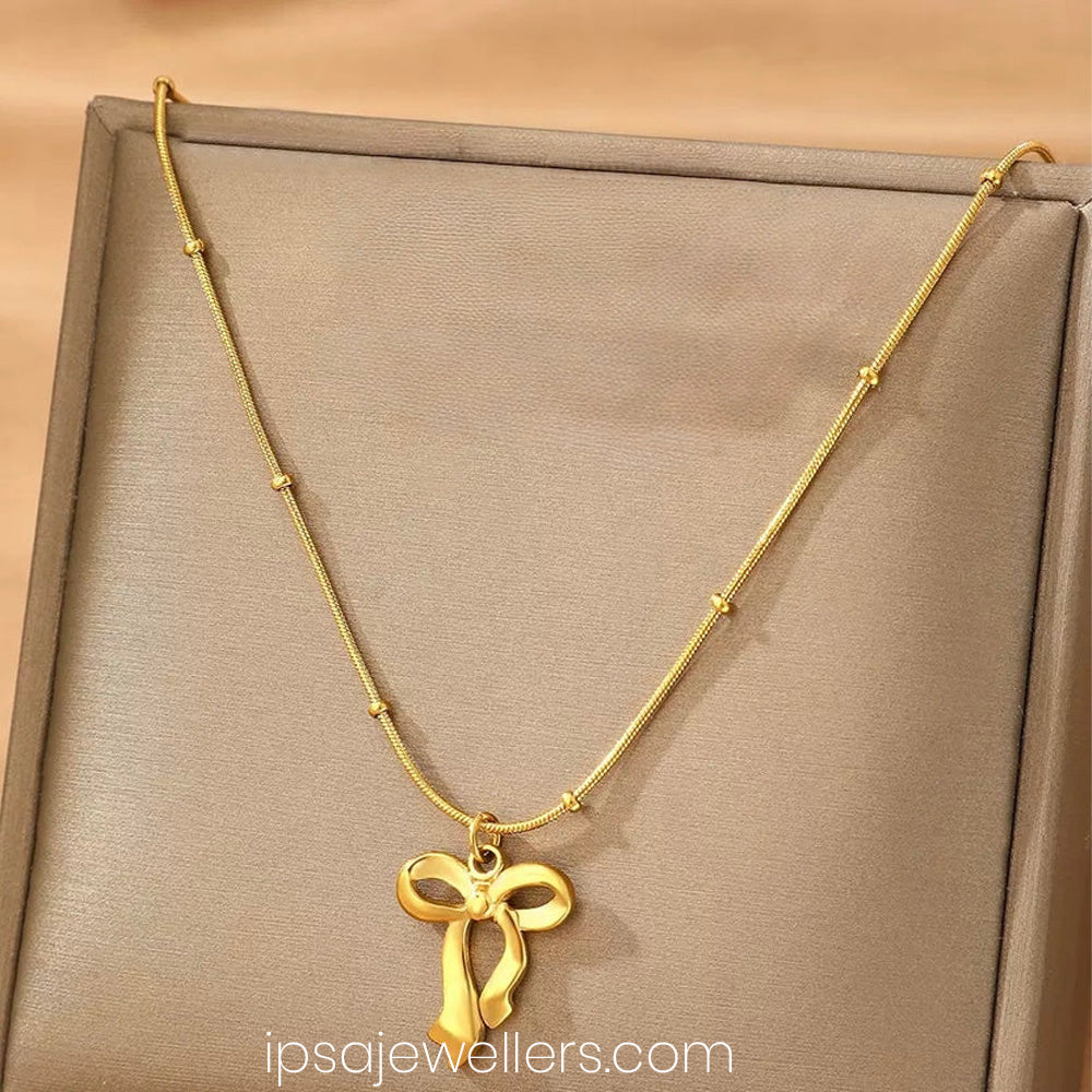 Golden Bow Necklace - Anti Tarnish