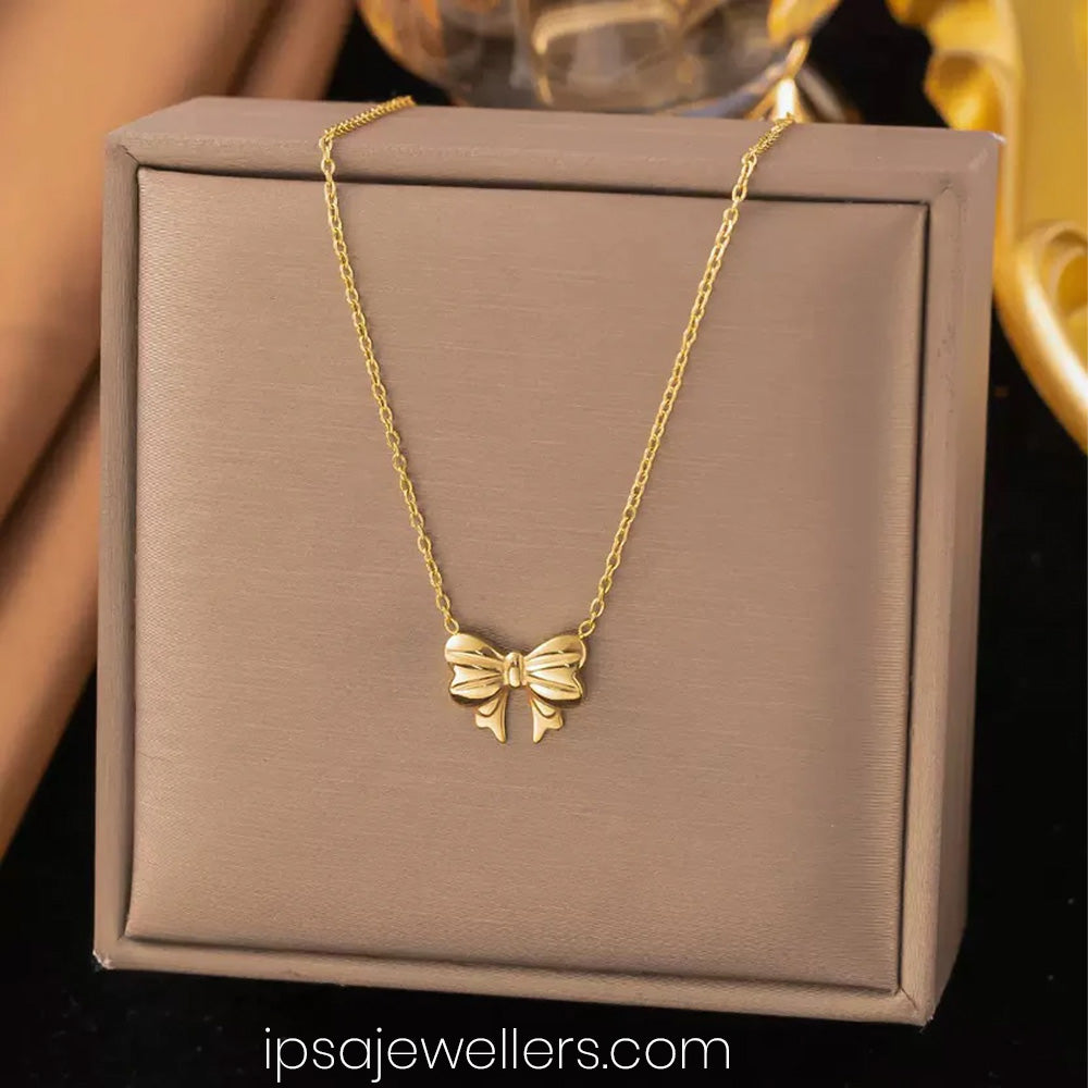 Golden Promise Bow Necklace - Anti Tarnish