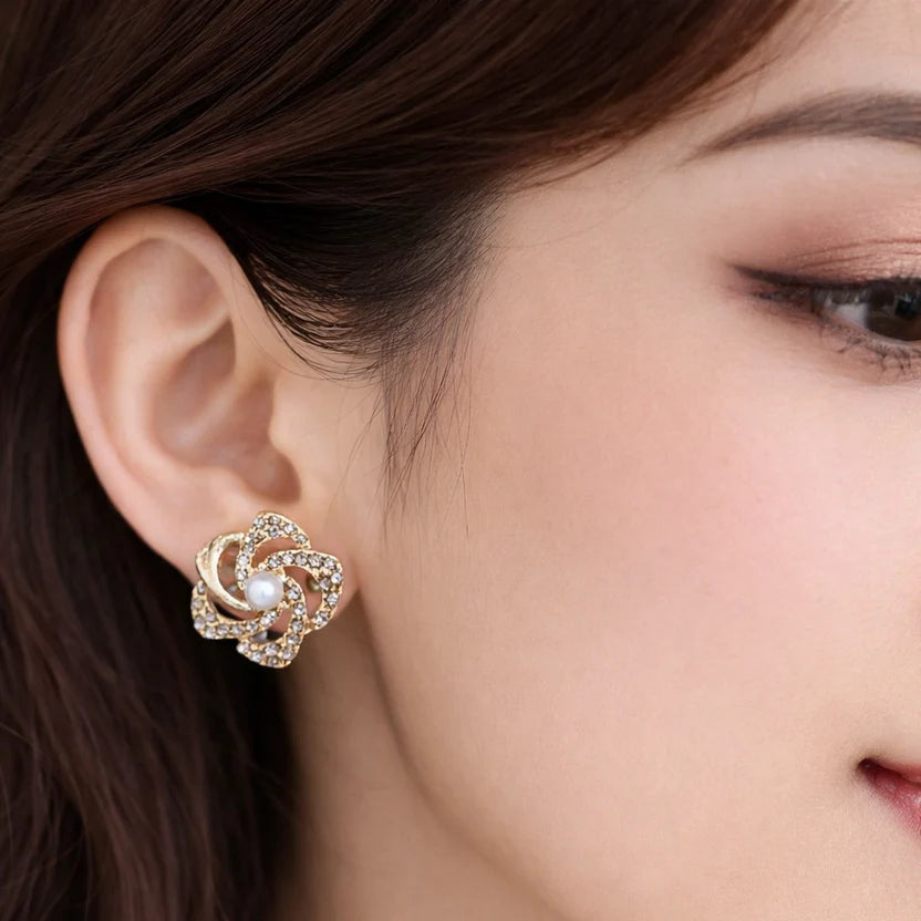 Pearl Crystal Bloom Earrings