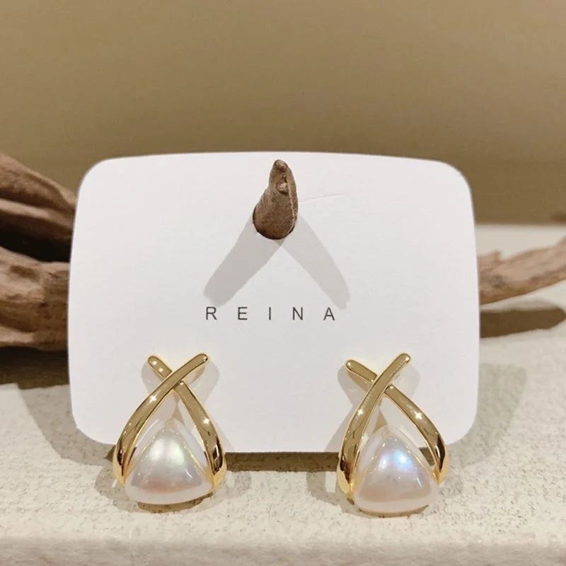Triangle Pearl Wrap Earrings