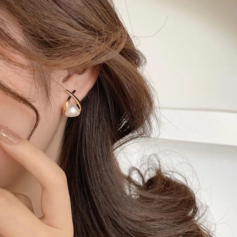 Triangle Pearl Wrap Earrings