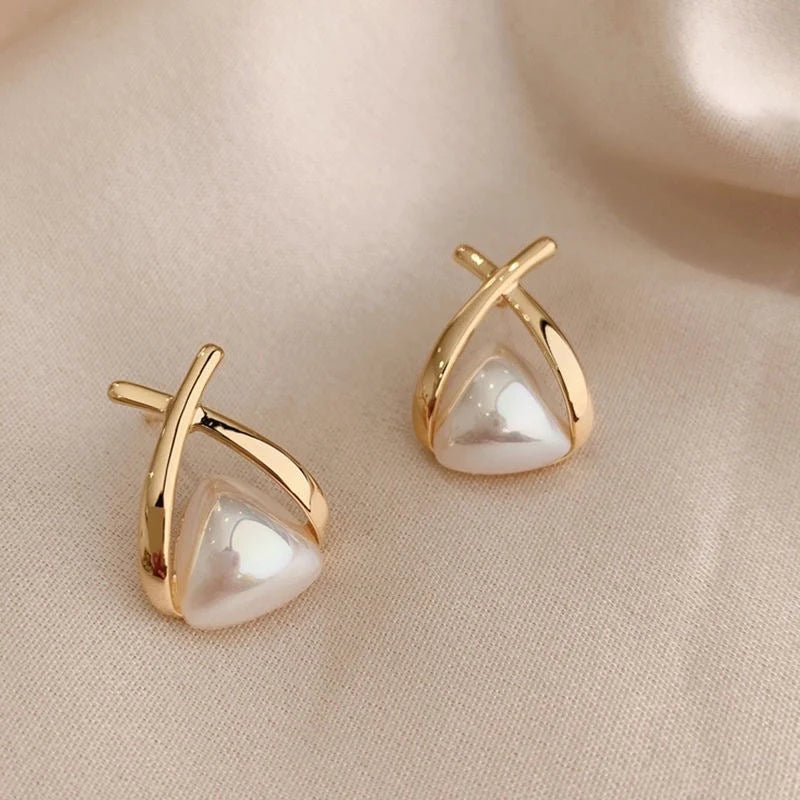 Triangle Pearl Wrap Earrings
