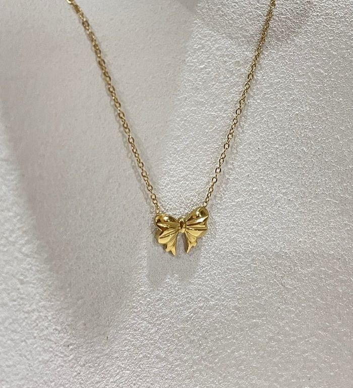 Golden Promise Bow Necklace - Anti Tarnish
