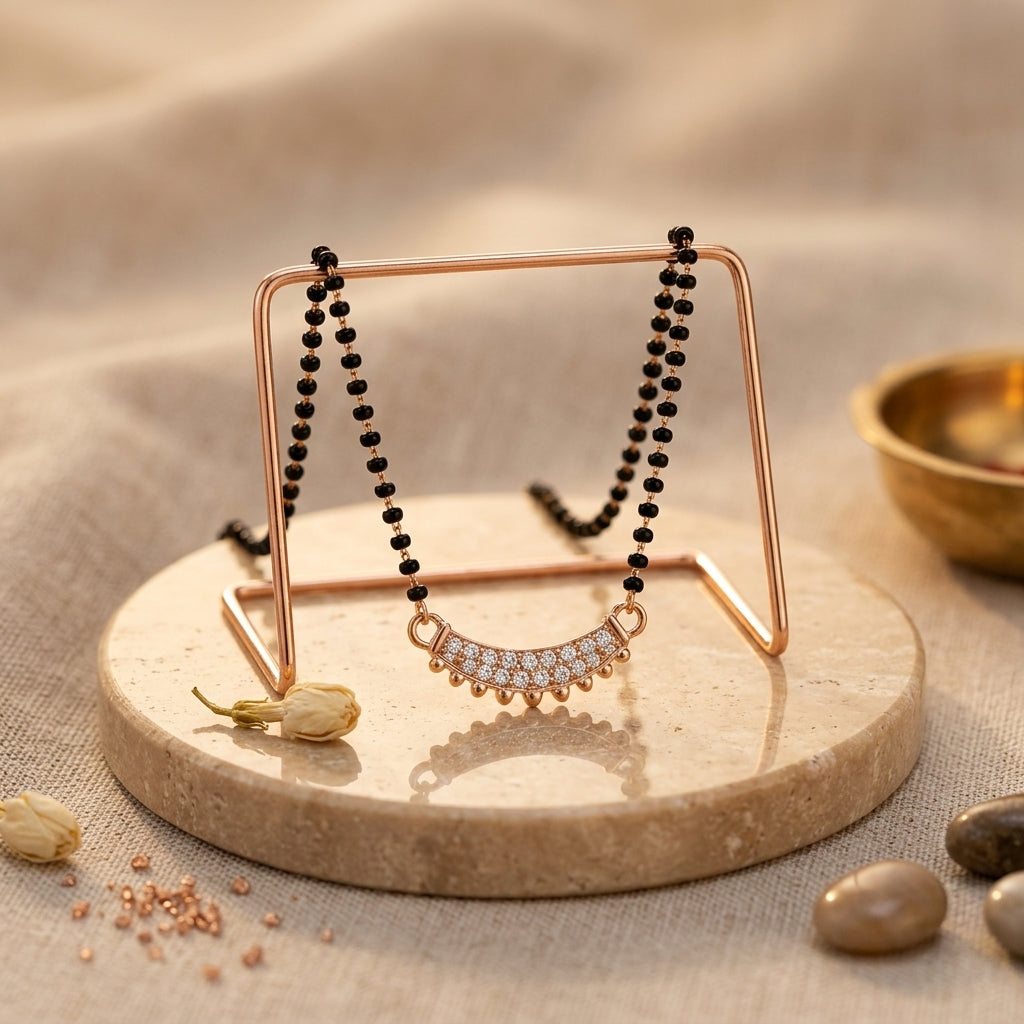 Crescent Shaped Pendant Mangalsutra - Anti Tarnish