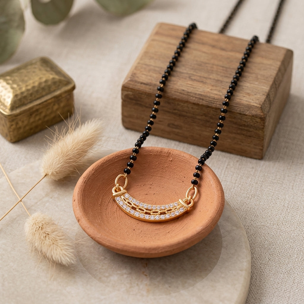 Rose Gold Plated American Diamond Mangalsutra - Anti Tarnish