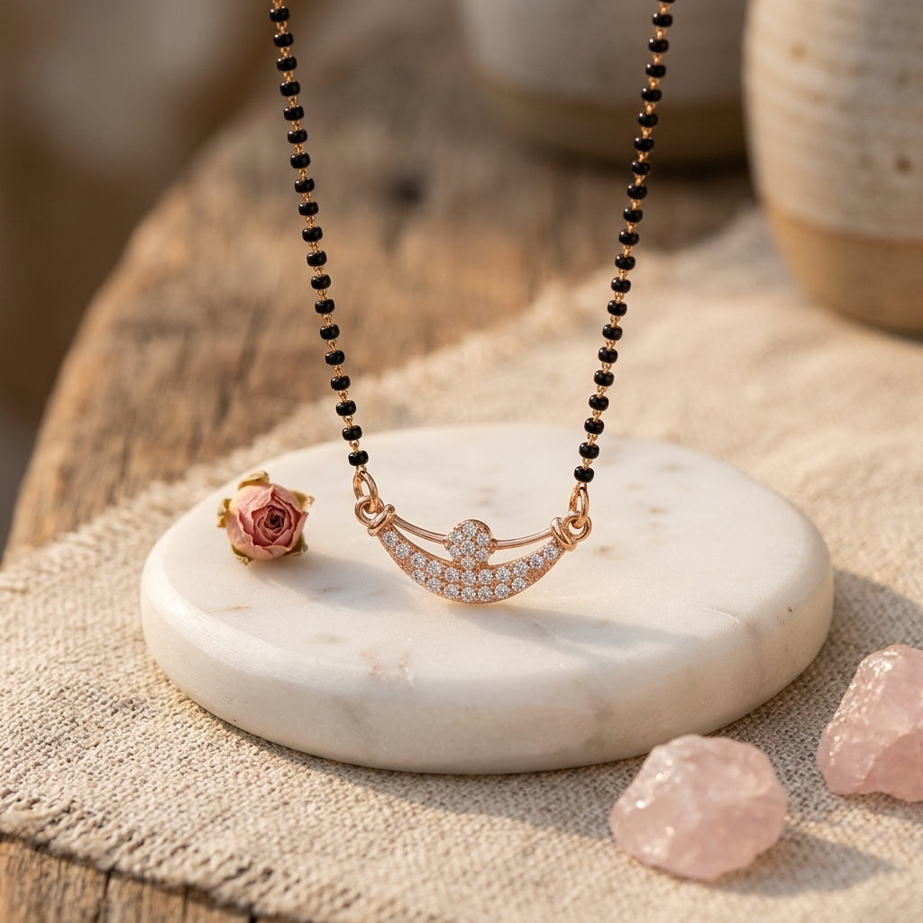 Rose Gold Plated Cascade Mangalsutra - Anti Tarnish