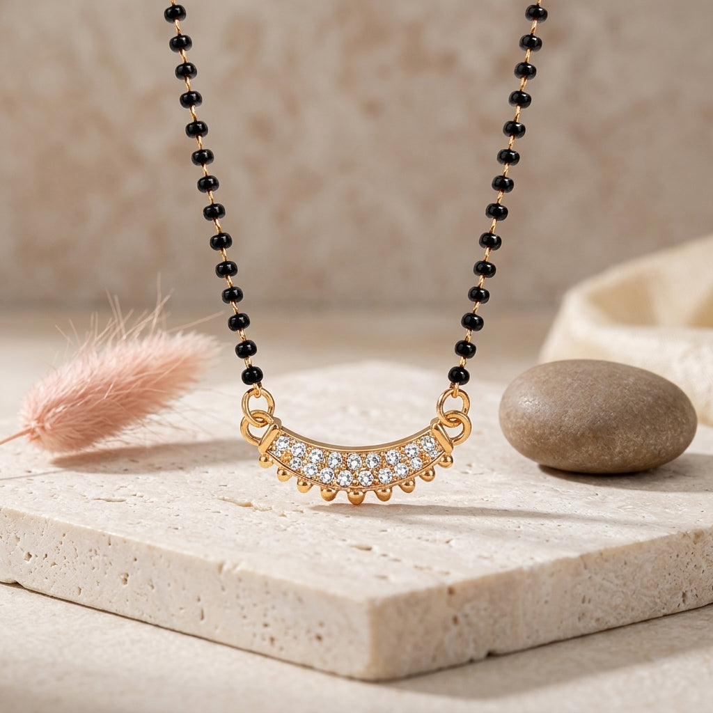 Crescent Shaped Pendant Mangalsutra - Anti Tarnish