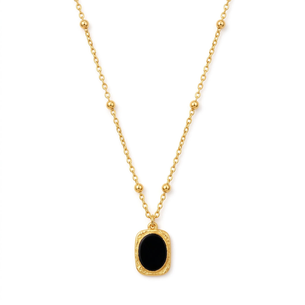 Black Pendent Chain Necklace - Anti Tarnish