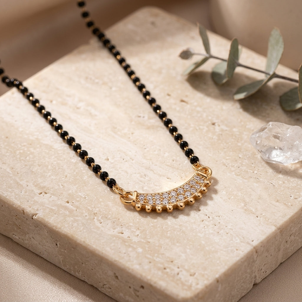 Crescent Shaped Pendant Mangalsutra - Anti Tarnish