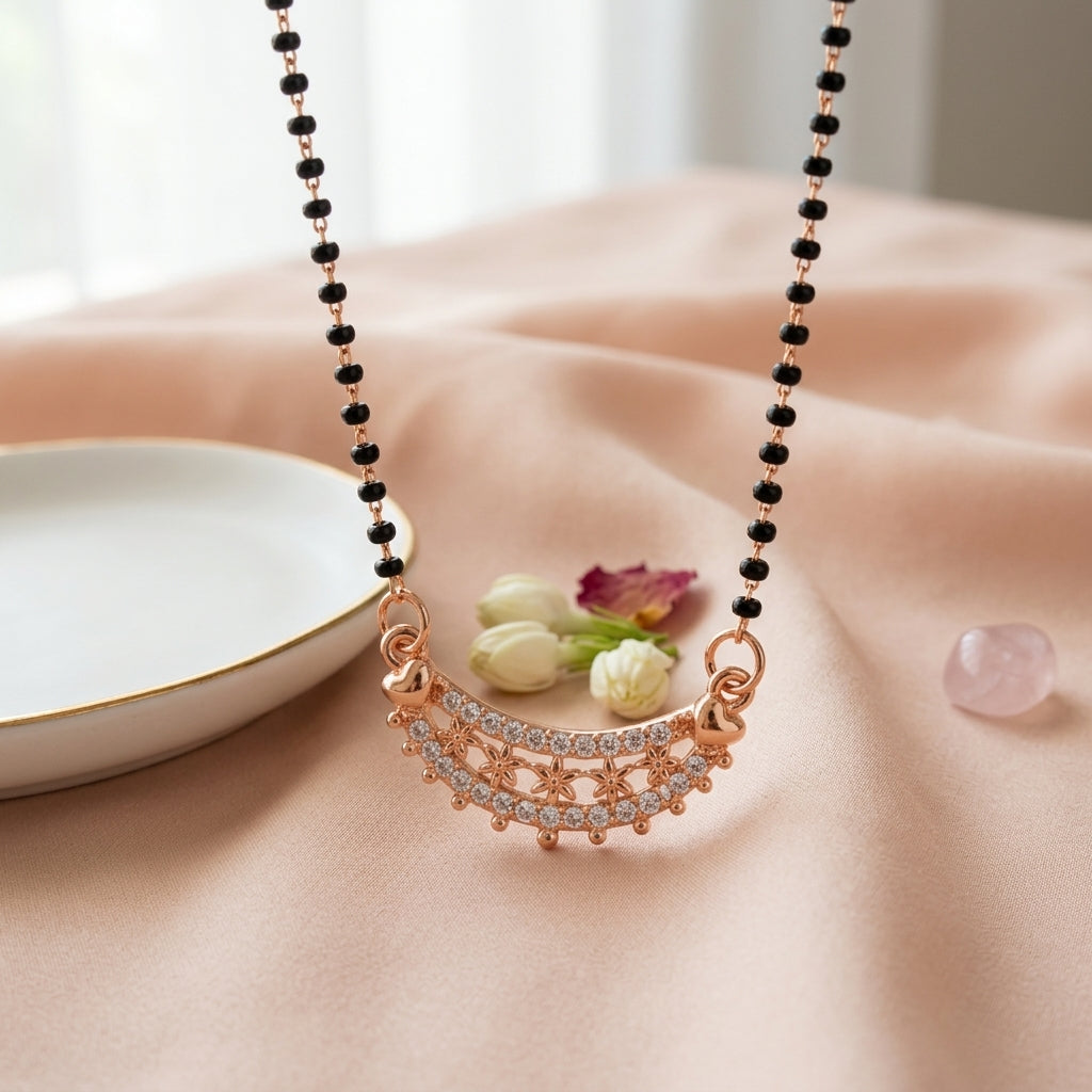 Rose Gold Plated Zaveri Pearls Mangalsutra - Anti Tarnish