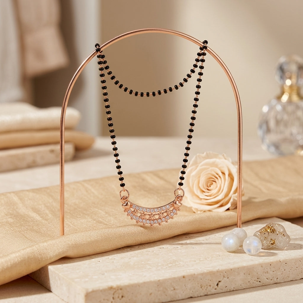 Rose Gold Plated Zaveri Pearls Mangalsutra - Anti Tarnish