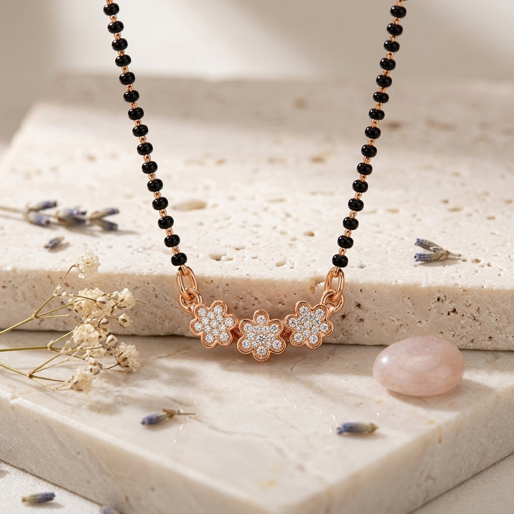 Floral Pendant Mangalsutra - Anti Tarnish