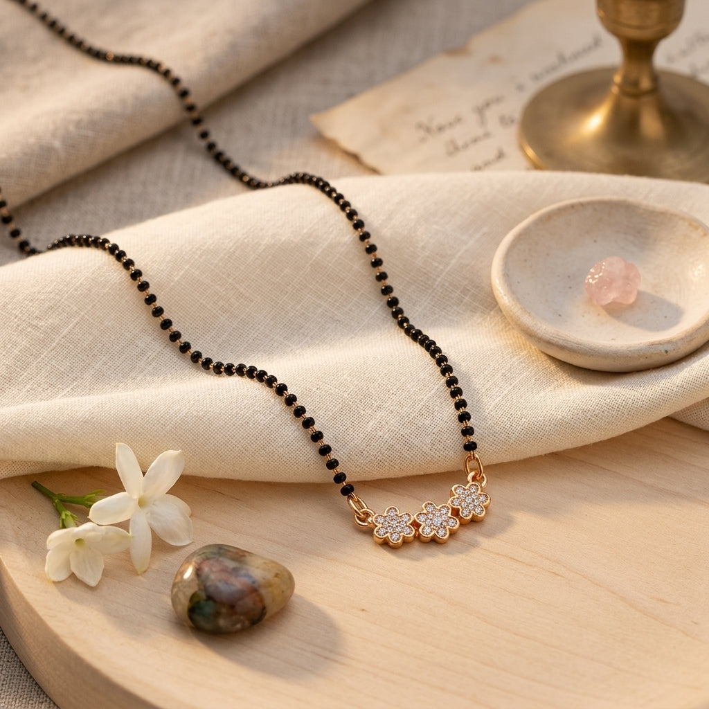 Floral Pendant Mangalsutra - Anti Tarnish