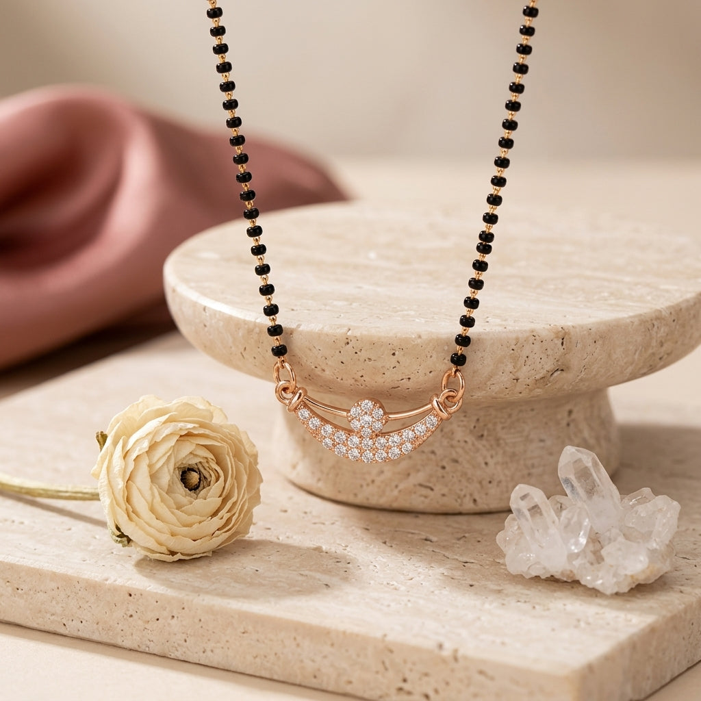 Rose Gold Plated Cascade Mangalsutra - Anti Tarnish