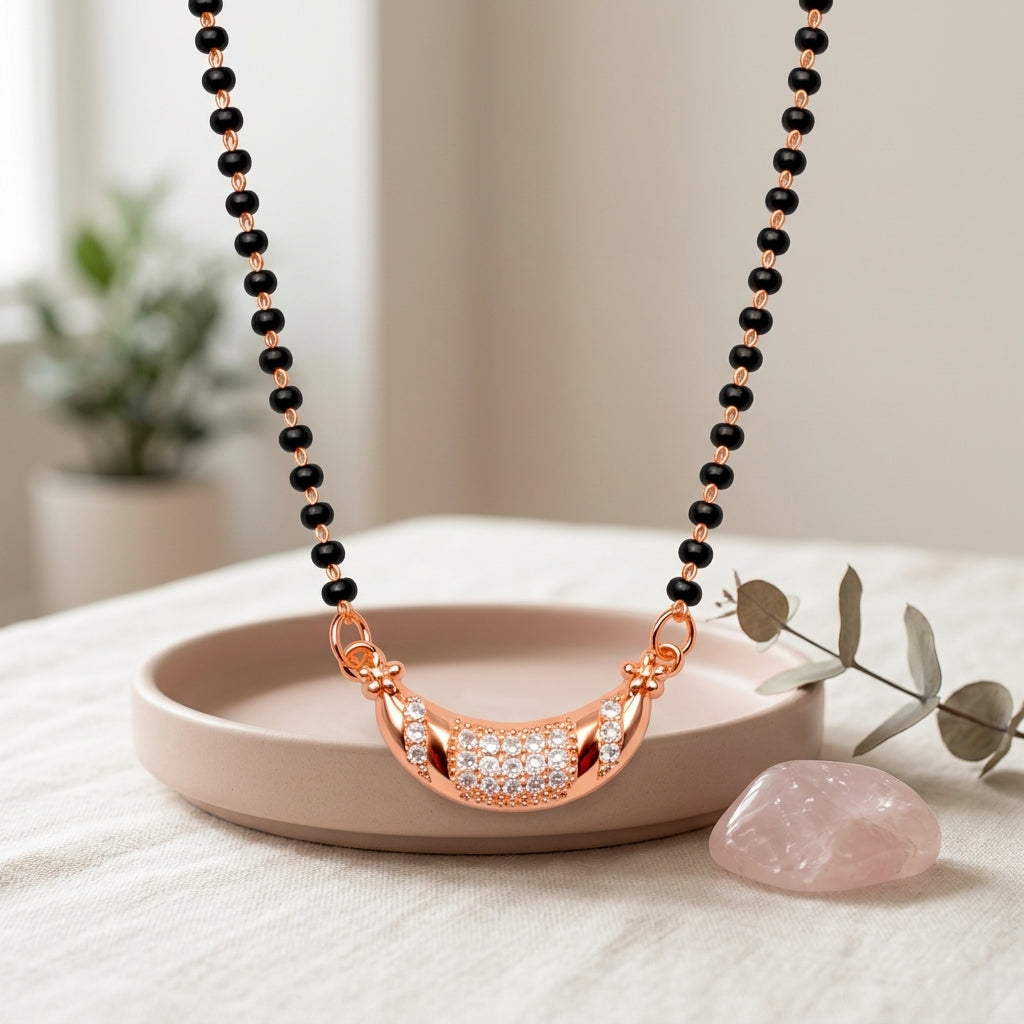 Rose Gold Plated Cubic Zirconia Mangalsutra - Anti Tarnish