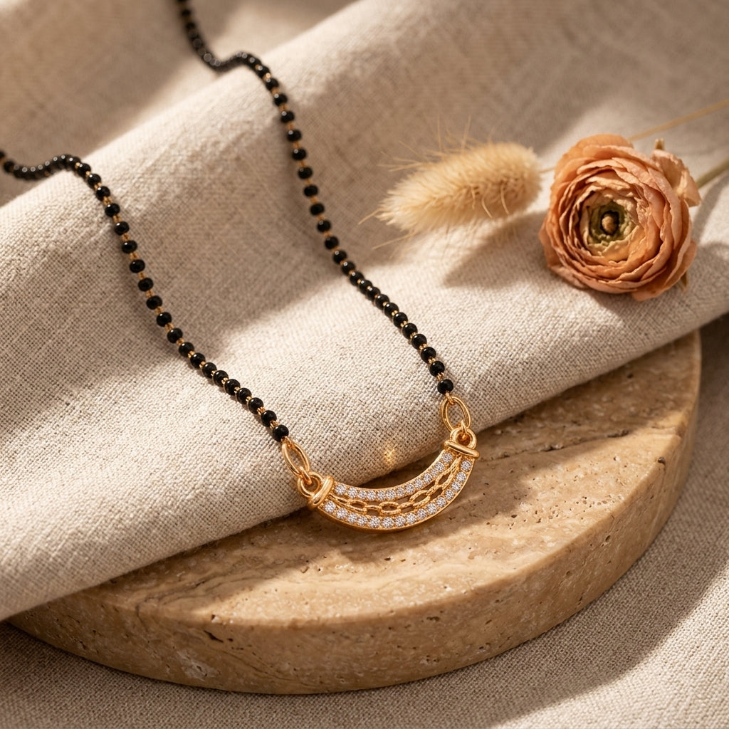 Rose Gold Plated American Diamond Mangalsutra - Anti Tarnish